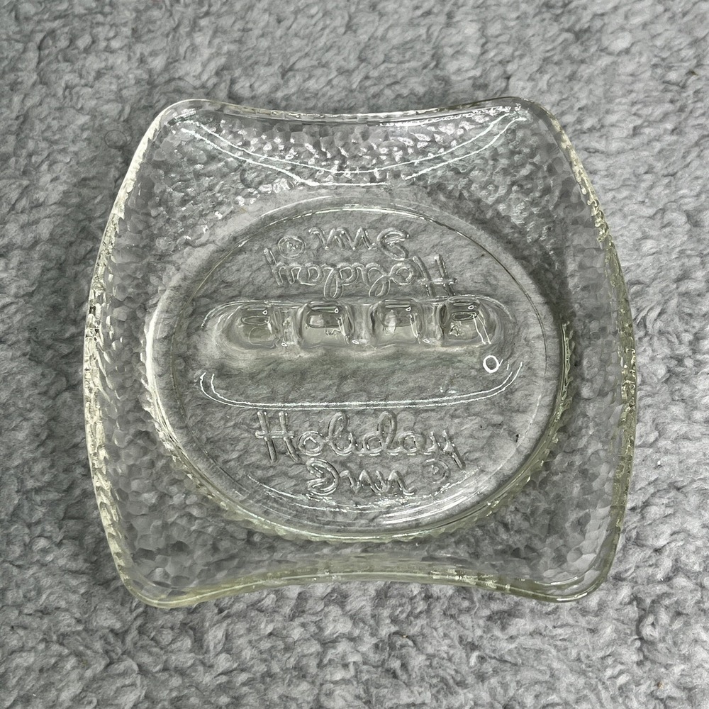 Holiday Inn Ashtray Vintage 60s Hotel Cocktail Ashtray Embossed Pebble Clear MCM
